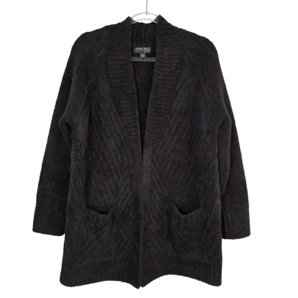 Barefoot Dreams Women's L Cardigan Charcoal Grey CozyChic Chevron BDWCC21556